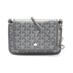 GOYARD Plumet Pouch Wallet Shoulder Bag Leather Gray White